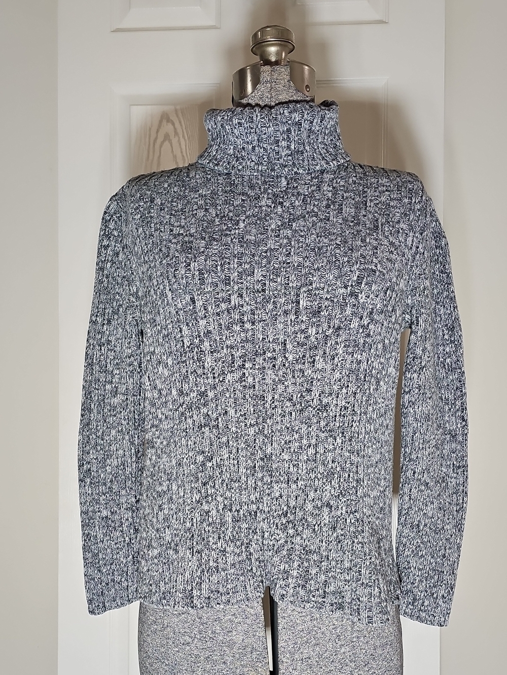 Cherokee Ribbed Marled Knit 100%  Cotton Turtleneck Sweater Pullover Size M